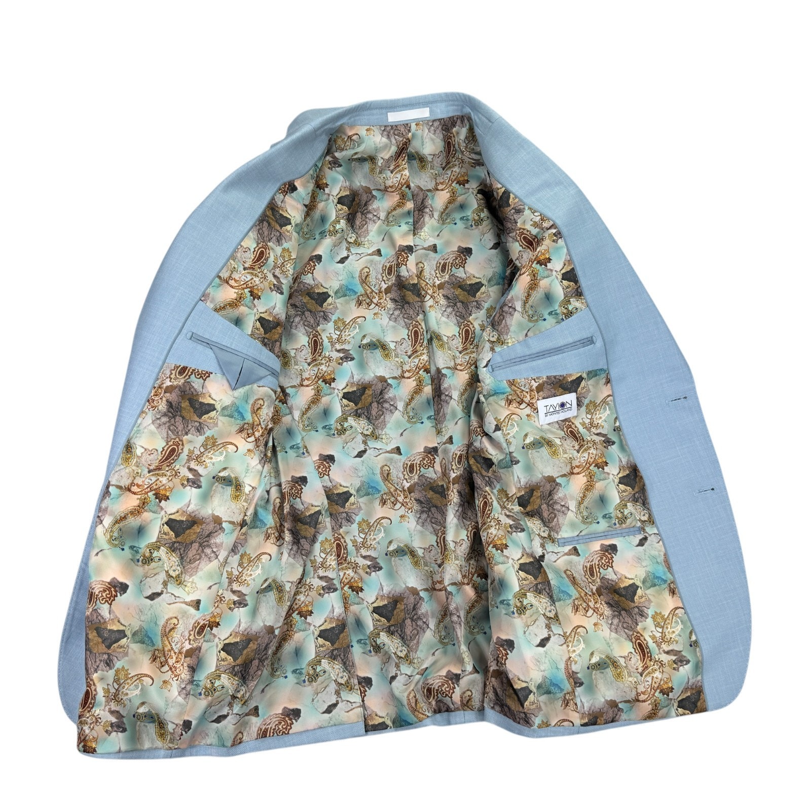 Tayion Mens Agordy Regular Fit Sharkskin Suit Jacket Light Blue 38r — image 7 of 8